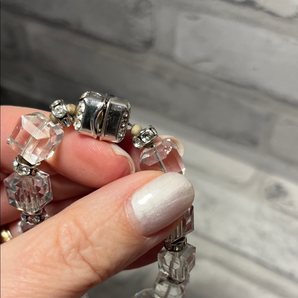 Swarovski Silver 8 in  Bracelet with Clear Crystals cubes - Picture 7 of 8